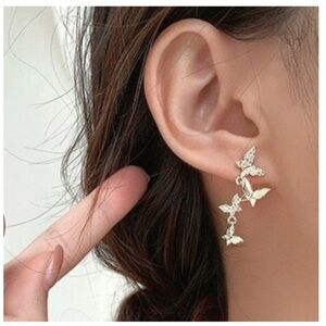 Gold Butterfly Drop Earrings